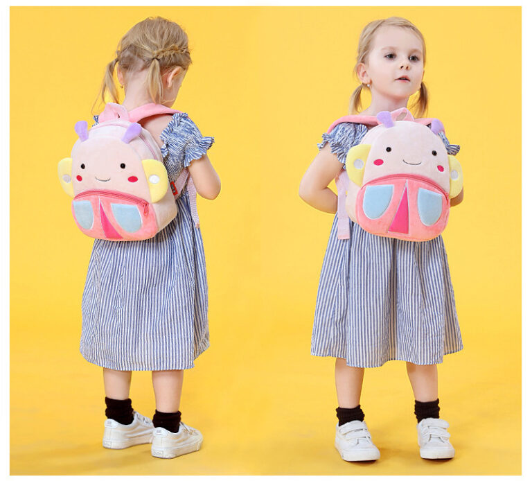 Cute plush unicorn animal backpack for toddlers with adjustable straps and cartoon design