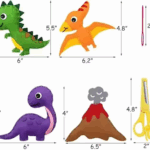 DIY felt dinosaur sewing kit for kids with pre-cut pieces, threads, and accessories