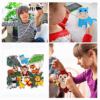 DIY felt jungle animal sewing kit for kids in action with pre-cut pieces, threads, and accessories