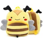 Cute plush animal backpack for toddlers with adjustable straps and cartoon design - Bee
