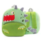 Cute plush animal backpack for toddlers with adjustable straps and dinosaur cartoon design