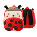 Cute plush ladybird animal backpack for toddlers with adjustable straps and cartoon design