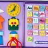 Mermaid theme blue busy board book with removable 5-page design, featuring zippers, laces, buttons and educational activities for toddlers