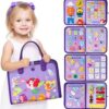 Mermaid theme blue busy board book with removable 5-page design, featuring zippers, laces, buttons and educational activities for toddlers