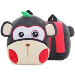 Cute plush monkey animal backpack for toddlers with adjustable straps and cartoon design