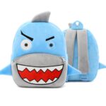 Cute plush shark animal backpack for toddlers with adjustable straps and cartoon design