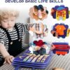 Space theme blue busy board book with removable 5-page design, featuring zippers, laces, buttons and educational activities for toddlers