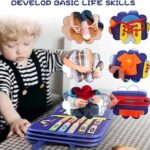 Space theme blue busy board book with removable 5-page design, featuring zippers, laces, buttons and educational activities for toddlers