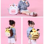Cute plush unicorn and bee animal backpack for toddlers with adjustable straps and cartoon design