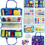 Rascally Kidz Montessori busy board book with removable 5-page design, featuring zippers, laces, buttons and educational activities for toddlers