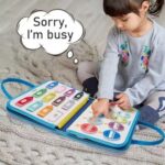 Rascally Kidz Montessori busy board book with removable 5-page design, featuring zippers, laces, buttons and educational activities for toddlers
