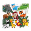 DIY felt jungle animal sewing kit for kids with pre-cut pieces, threads, and accessories