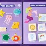 Mermaid theme blue busy board book with removable 5-page design, featuring zippers, laces, buttons and educational activities for toddlers