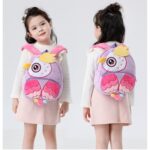 Cute plush owl animal backpack for toddlers with adjustable straps and cartoon design